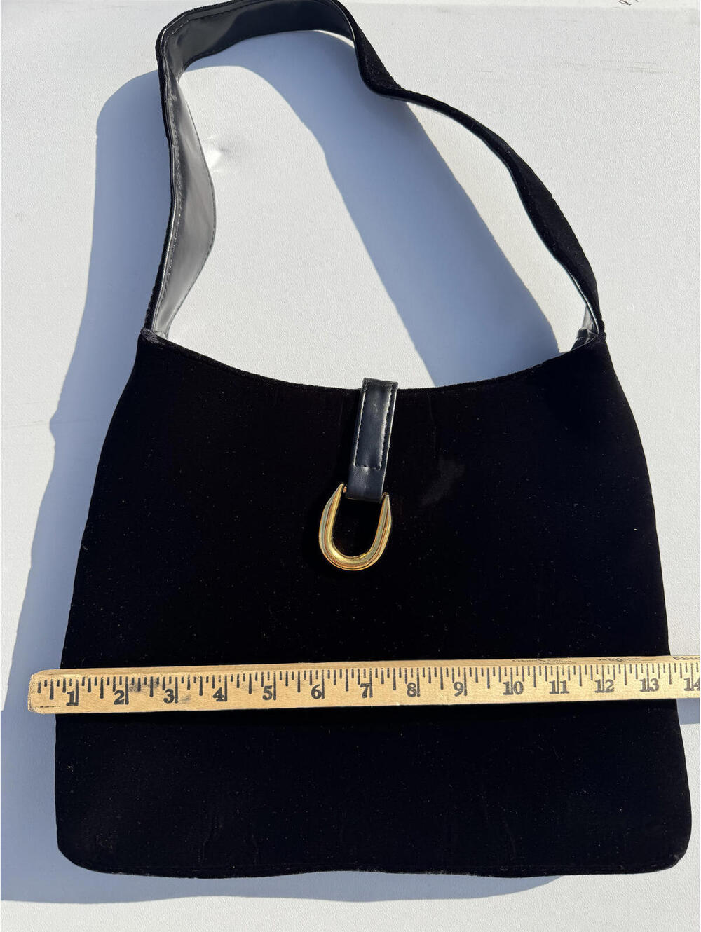 Tianni Black Suede Shoulder Bag with Gold Hardware - Picture 9 of 9